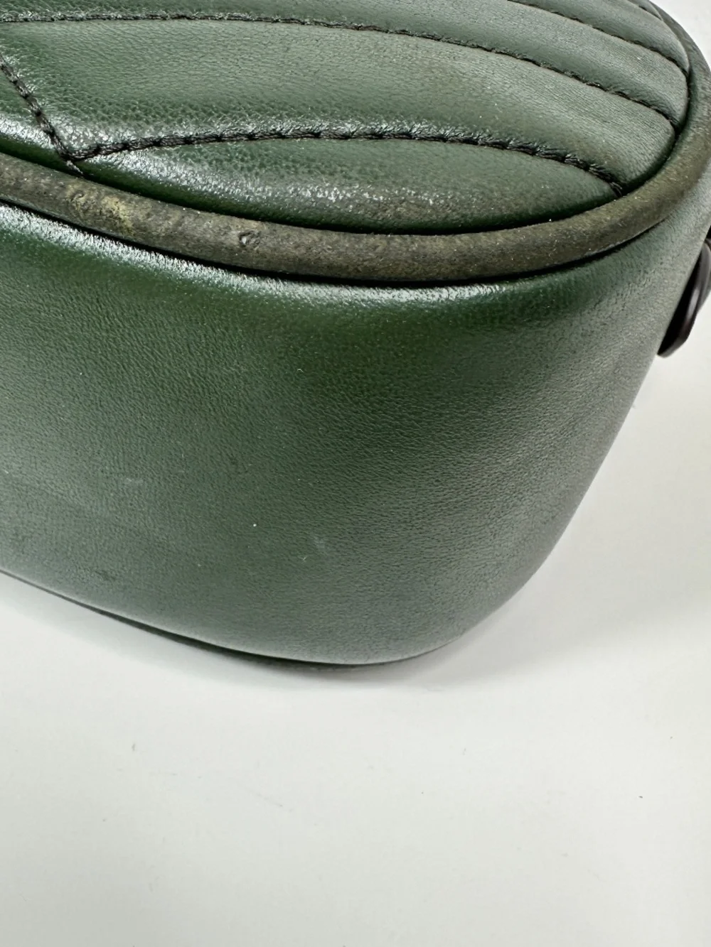 USED Tory Burch Kira Chevron Leather Camera Bag - Small In Green